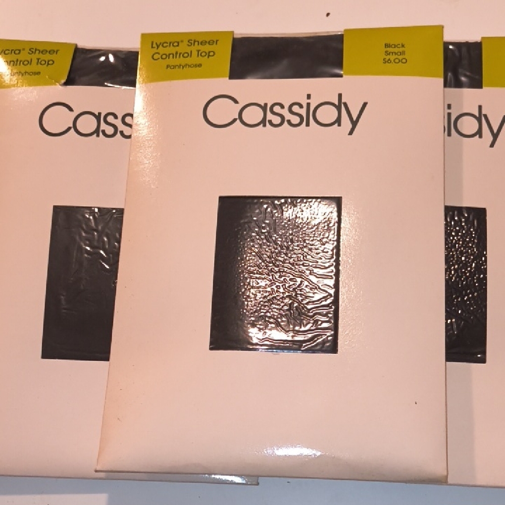 Bundle Of Eight Pairs Cassidy Black Sheer Control Top Pantyhose. Small